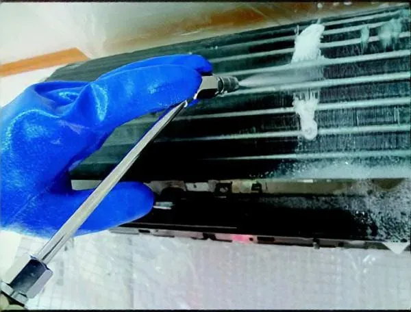 窓ガラスの清掃の様子